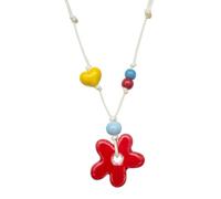 Zlanderah Cute Ceramic Flower Pendant Choker Necklace, Adjustable, Ceramic, No Gemstone