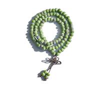 Zlanderah Green Tripple Circle Boho Ceramic Beads Bracelet for Women, Japa Mala 108 Beads Necklace, Hippie Jewelry Gifts for Women, Adjustable, Ceramic, no gemstone