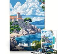 Zlatni Rat Croatia 1000 Piece Jigsaws for Adults Mind Train Fun Premium Laser Cut Quality Relaxing Indoor Group Activity (38x26cm)