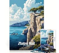 Zlatni Rat Croatia Cliffside Adult Jigsaw Puzzles1000 Pieces Memory Skill Quiet Recreation Clean Edges Unique Gift (50x75cm)