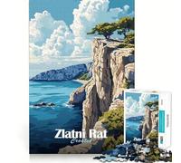 Zlatni Rat Croatia Cliffside Adult Jigsaw1000 Pieces Mind Boost Game Premium Laser Cut Quality Relaxing Indoor Group Activity (38x26cm)