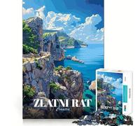 Zlatni Rat Croatia Coastal View Jigsaws 1000 Pieces for Adults Memory Boost Game Professional Grade Cutting Heartwarming Gathering Activity (38x26cm)