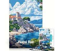 Zlatni Rat Croatia Jigsaw Puzzle 1000 Piece Mental Fun Game No Gap Tight Fitting Design for Family Gatherings (38x52cm)