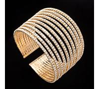 Zlatomu Punk Style Wrist Jewelry For Women,Multilayer Semicircle Lines Open Adjustable Bangles For Women,Exaggerated Hollow Wide Hand Bracelet For Women,Yellow