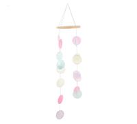ZLBYGM Colorful Natural Capiz Shell Wind Chime with Frame Hand-polished Hanging Garden Decoration for Home Produces Clear Soothing Sounds to Create Serene Atmosphere and Anxiety