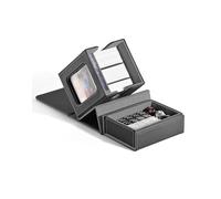 ZLCA MTG Deck Box, Commander Deck Box with Display Window, Card Holds 100 Double-Sleeved Cards with Dice Tray & 35pt Magnetic Card Holder （Black&Grey）