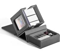 ZLCA MTG Deck Box, Commander Deck Box with Display Window, Card Holds 100 Double-Sleeved Cards with Dice Tray & 35pt Magnetic Card Holder （Black&Grey）