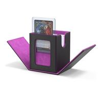 ZLCA MTG Deck Box with Commander Window Display, Trading Card Storage Box Holds 100 Double-Sleeved Cards Suitable for TCG/CCG/PTCG/EDH/Magic/Sport Cards (Black&Purple)