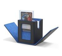ZLCA MTG Deck Box with Commander Window Display, Trading Card Storage Box Holds 100 Double-Sleeved Cards Suitable for TCG/CCG/PTCG/EDH/Magic/Sport Cards (Black&Blue)