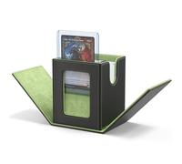 ZLCA MTG Deck Box with Commander Window Display, Trading Card Storage Box Holds 100 Double-Sleeved Cards Suitable for TCG/CCG/PTCG/EDH/Magic/Sport Cards (Black&Green)