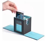 ZLCA MTG Deck Box with Magic Commander Window Display Trading Deck Case Can Hold 100 Double Sets of Cards Baseball Card Storage Box is Suitable for CCG/EDH(Grey&Blue)