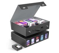 ZLCA Trading Card Storage Box 5-Row with Handle, MTG Storage Box Holds 3900+ Cards with Commander Display, Top Loaders Organizer Case for TCG PTCG Sport Card(Black)