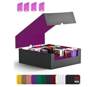 ZLCA Trading Card Storage Box, Commander Card Deck Case Holds 2400+ Cards, MTG Deck Box with 4 Stoppers, Magic Card Organizer for TCG PTCG Cards(Black& Purple)