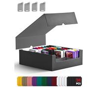 ZLCA Trading Card Storage Box, Commander Card Deck Case Holds 2400+ Cards, MTG Deck Box with 4 Stoppers, Magic Card Organizer for TCG PTCG Cards(Black)