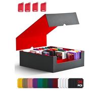 ZLCA Trading Card Storage Box, Commander Card Deck Case Holds 2400+ Cards, MTG Deck Box with 4 Stoppers, Magic Card Organizer for TCG PTCG Cards(Black& Red)