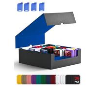 ZLCA Trading Card Storage Box, Commander Card Deck Case Holds 2400+ Cards, MTG Deck Box with 4 Stoppers, Magic Card Organizer for TCG PTCG Cards(Black& Blue)