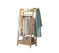 ZLECB Wooden Clothes Rail,1 hanging rod and 2 partitions,Multi-functional Clothes Rack Hanging Rack,Modern Minimalist Wooden Clothes Rail Stand,60cm