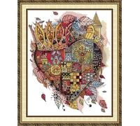 Zleiubisa Castle of The Heart DIY Cross Stitch Art Craft 27x32cm Fabric with Accessories, 14ct Pre Printed Stamped Embroidery Kits for Adults Beginners (Heart)