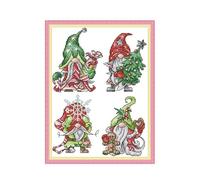 Zleiubisa Christmas Gwarf Gnome DIY Cross Stitch Art Craft 28x39cm Fabric with Accessories, 11ct Pre Printed Stamped Embroidery Kits for Adults Beginners (Christmas Dwarf)
