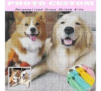 Zleiubisa Custom Cross Stitch Pattern from Photo, 60x60cm Personalized Design 11CT Cross Stitch Stamped Fabric Embroidery Kits for Adults Beginners (24x24 inch), Clear