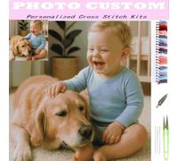 Zleiubisa Custom Cross Stitch Pattern from Photo, Personalized Design 14CT Cross Stitch Stamped Fabric Embroidery Kits for Adults Beginners