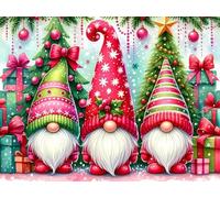 Zleiubisa Gnome Heart Welcome Christmas DIY Cross Stitch Art Craft 16x20 inch Fabric with Accessories, 11ct Pre Printed Stamped Embroidery Kits for Adults Beginners (Red Green)