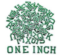 Zlettery 1 inch Iron on Letter Patches 78 Pieces, A-Z Embroidered Alphabet Patches for Clothing Jackets Hats Backpacks Jeans Green
