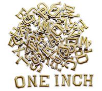 Zlettery 1 inch Iron on Letter Patches 78 Pieces, A-Z Embroidered Alphabet Patches for Clothing Jackets Hats Backpacks Jeans Gold