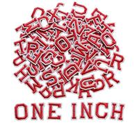Zlettery 1 inch Iron on Letter Patches 78 Pieces, A-Z Embroidered Alphabet Patches for Clothing Jackets Hats Backpacks Jeans Red