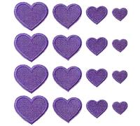 Zlettery 24pcs Purple Heart Shape Iron on Patches, Heart Embroidered Patches for Clothing, Jackets, Hats,Backpacks, Jeans