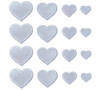 Zlettery 24pcs White Heart Iron on Patches, Heart Embroidered Patches for Clothing, Jackets, Hats,Backpacks, Jeans