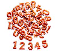 Zlettery 50pcs Iron on Number Patches 1 inch, 5 Sets of 0-9 Embroidered Small Number Patches for Clothing Jackets Hats Backpacks Jeans Orange
