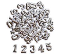 Zlettery 50pcs Iron on Number Patches 1 inch, 5 Sets of 0-9 Embroidered Small Number Patches for Clothing Jackets Hats Backpacks Jeans Silver