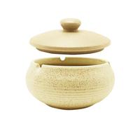 ZLFCypheria Outdoor Ashtray, Ceramic Windproof with Lid, Odour-Proof, Yellow