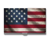 ZLFDSKGY Business Card Holder Slim Metal Business Card Case for Men Women American Flag Name Cards Holder Professional Businesses Cards Organizer Credit Carrier