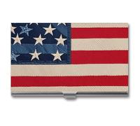ZLFDSKGY Business Card Holder Slim Metal Business Card Case for Men Women American Flag Patchwork Name Cards Holder Professional Businesses Cards Organizer Credit Carrier