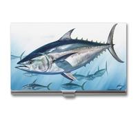 ZLFDSKGY Business Card Holder Slim Metal Business Card Case for Men Women Bluefin Tuna Thunnus Name Cards Holder Professional Businesses Cards Organizer Credit Carrier