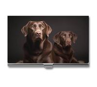 ZLFDSKGY Business Card Holder Slim Metal Business Card Case for Men Women Brown Labrador Retriever Name Cards Holder Professional Businesses Cards Organizer Credit Carrier