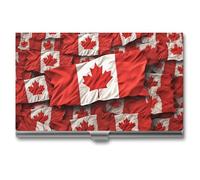 ZLFDSKGY Business Card Holder Slim Metal Business Card Case for Men Women Canadian Flag Name Cards Holder Professional Businesses Cards Organizer Credit Carrier