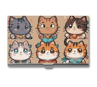 ZLFDSKGY Business Card Holder Slim Metal Business Card Case for Men Women Many Cartoon Cats Name Cards Holder Professional Businesses Cards Organizer Credit Carrier