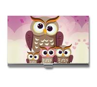 ZLFDSKGY Business Card Holder Slim Metal Business Card Case for Men Women Owls Family Name Cards Holder Professional Businesses Cards Organizer Credit Carrier
