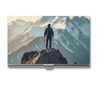 ZLFDSKGY Business Card Holder Slim Metal Business Card Case for Men Women The Right Mountaineer Name Cards Holder Professional Businesses Cards Organizer Credit Carrier