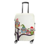ZLFDSKGY Washable Luggage Case Cover Cute Christmas Owls on Branch Printed Luggage Cover Protector Elastic Suitcase Protector Anti-Scratch Suitcase Cover for Size Luggage, Cute Christmas Owls on