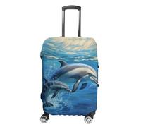 ZLFDSKGY Washable Luggage Case Cover Dolphins in The Sea Printed Luggage Cover Protector Elastic Suitcase Protector Anti-Scratch Suitcase Cover for Size Luggage, Dolphins in The Sea, L