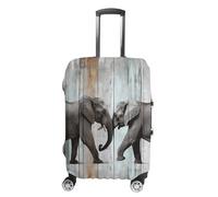 ZLFDSKGY Washable Luggage Case Cover Elephant on Wood Printed Luggage Cover Protector Elastic Suitcase Protector Anti-Scratch Suitcase Cover for Size Luggage, Elephant on Wood, L