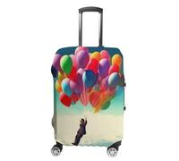 ZLFDSKGY Washable Luggage Case Cover Man Flying with Colorful Balloons Printed Luggage Cover Protector Elastic Suitcase Protector Anti-Scratch Suitcase Cover for Size Luggage, Man Flying with Colorful