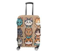 ZLFDSKGY Washable Luggage Case Cover Many Cartoon Cats Printed Luggage Cover Protector Elastic Suitcase Protector Anti-Scratch Suitcase Cover for Size Luggage, Many Cartoon Cats, M