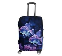 ZLFDSKGY Washable Luggage Case Cover Two Blue Fish Printed Luggage Cover Protector Elastic Suitcase Protector Anti-Scratch Suitcase Cover for Size Luggage, Two Blue Fish, M