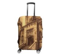 ZLFDSKGY Washable Luggage Case Cover Vintage Medieval Castle Printed Luggage Cover Protector Elastic Suitcase Protector Anti-Scratch Suitcase Cover for Size Luggage, Vintage Medieval Castle, L