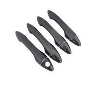 ZLFGHT Door Handle Covers Compatible with for Tucson for IX35 2009 2010 2011 2012 2013 2014 Car Carbon Fiber Black Chrome Door Handle Sticker Styling(C-Handle 0 Button)